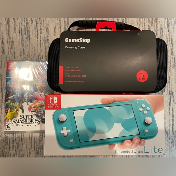 Nintendo switch LITE - Teal color, black case, and one game, BRAND NEW. IN BOX - Picture 3 of 3